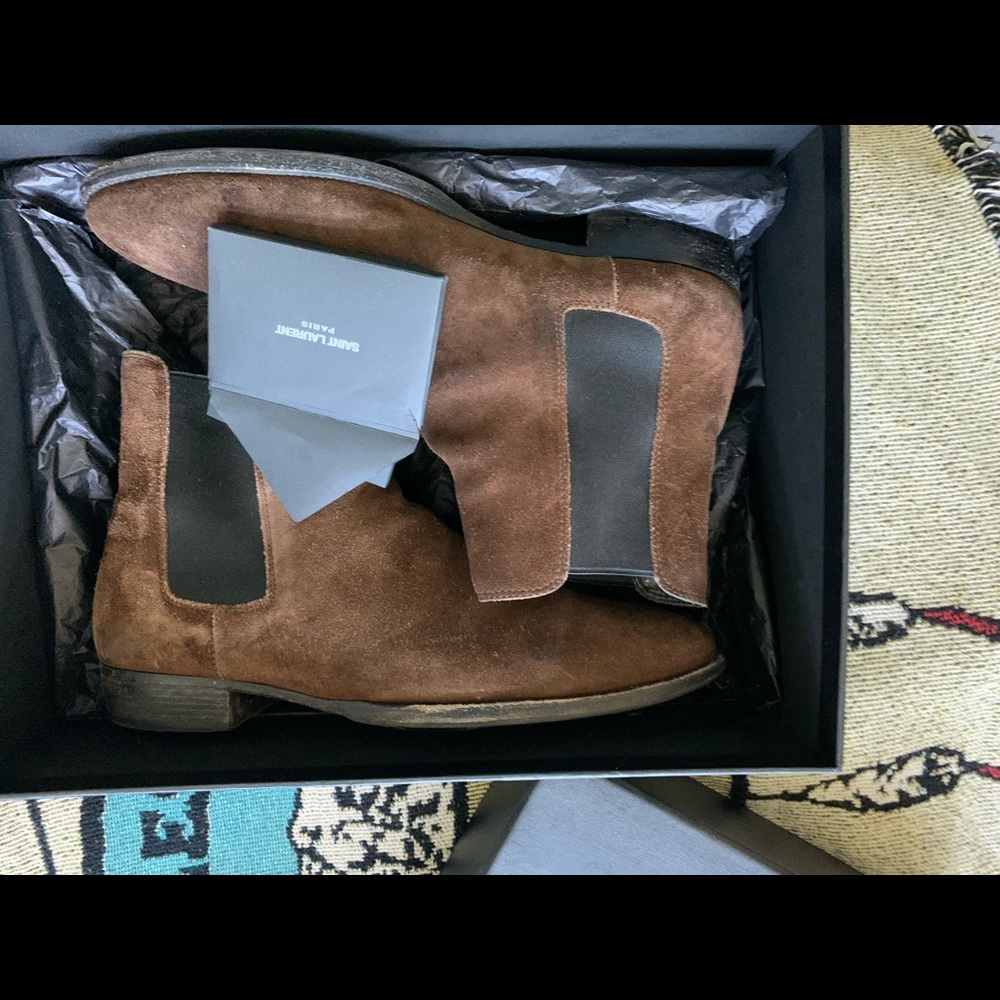 Saint Laurent Wyatt Brown Suede Chelseas 41+ - Picture 2 of 2